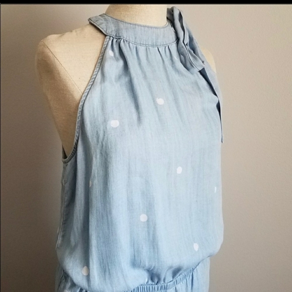 Anthropologie Pants - Cloth & Stone Polka Dot Chambray Jumpsuit